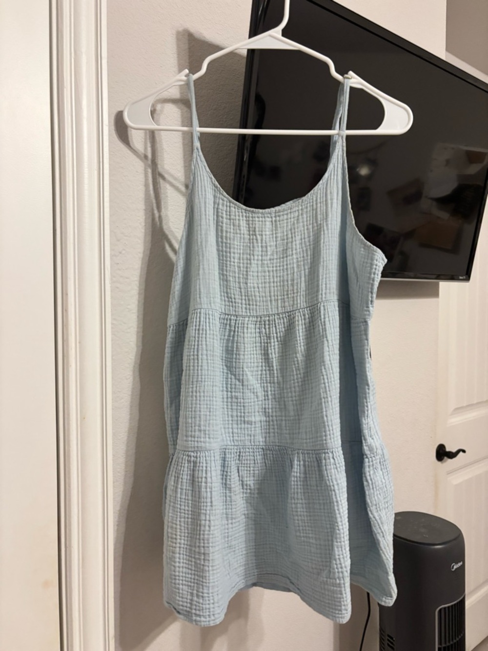 Light Blue Gauze Tiered Summer Dress